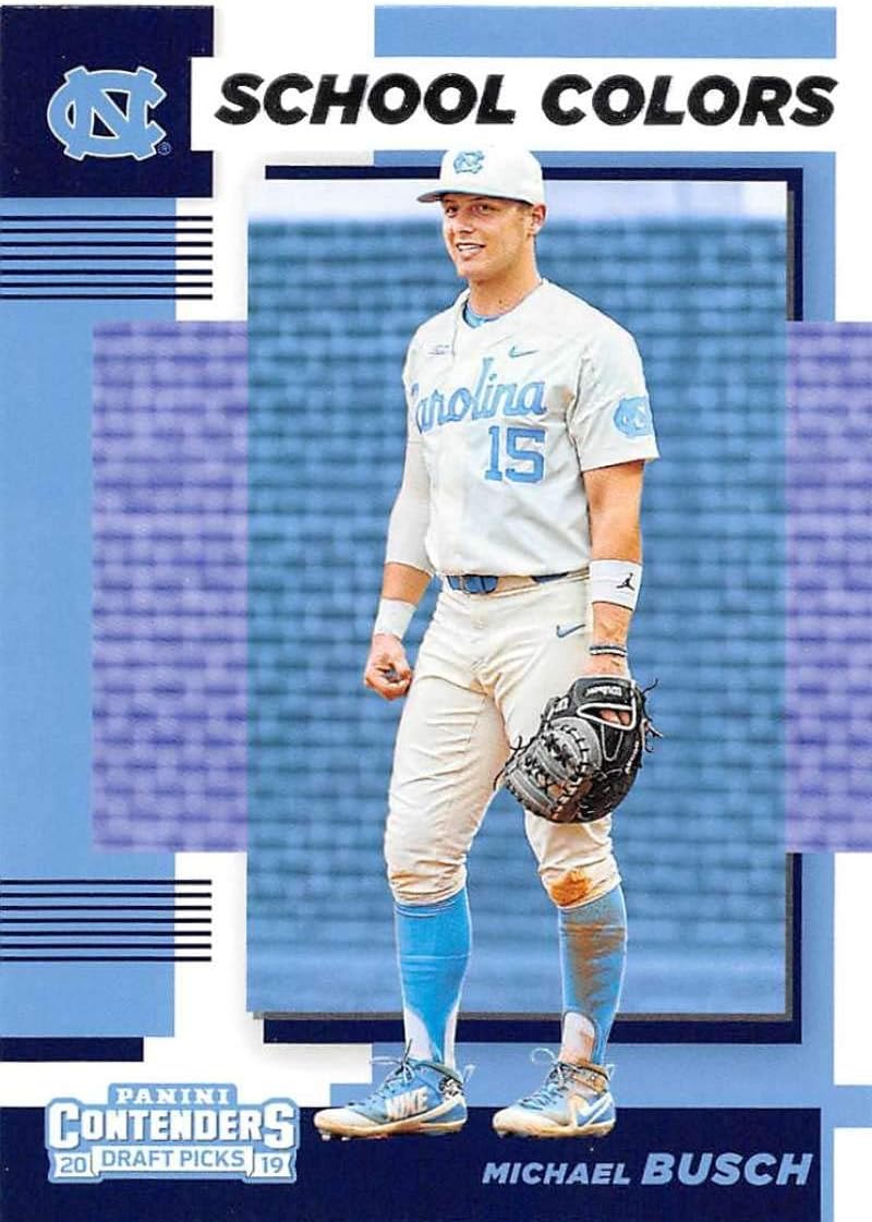 2019 Panini Contenders Draft School Colors Baseball #16 Michael Busch North Carolina Tar Heels Official NCAA Prospect Trading Card