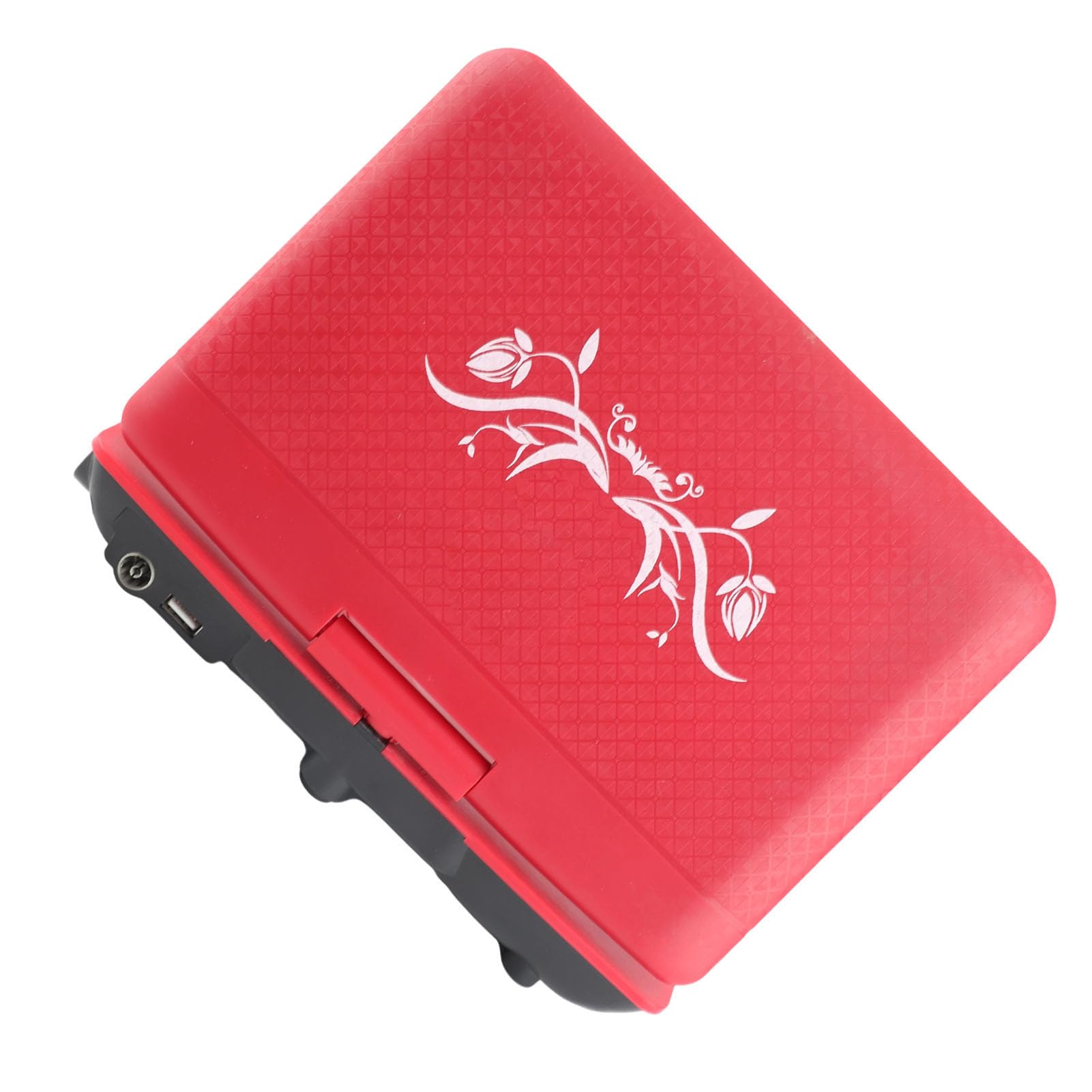 Lettore DVD Portatile con Ampio Schermo Girevole, Lettore DVD Mobile 806 1500mAh Ricaricabile, Supporta Sincronizzazione TV/Scheda SD/USB/Region (Rosso)
