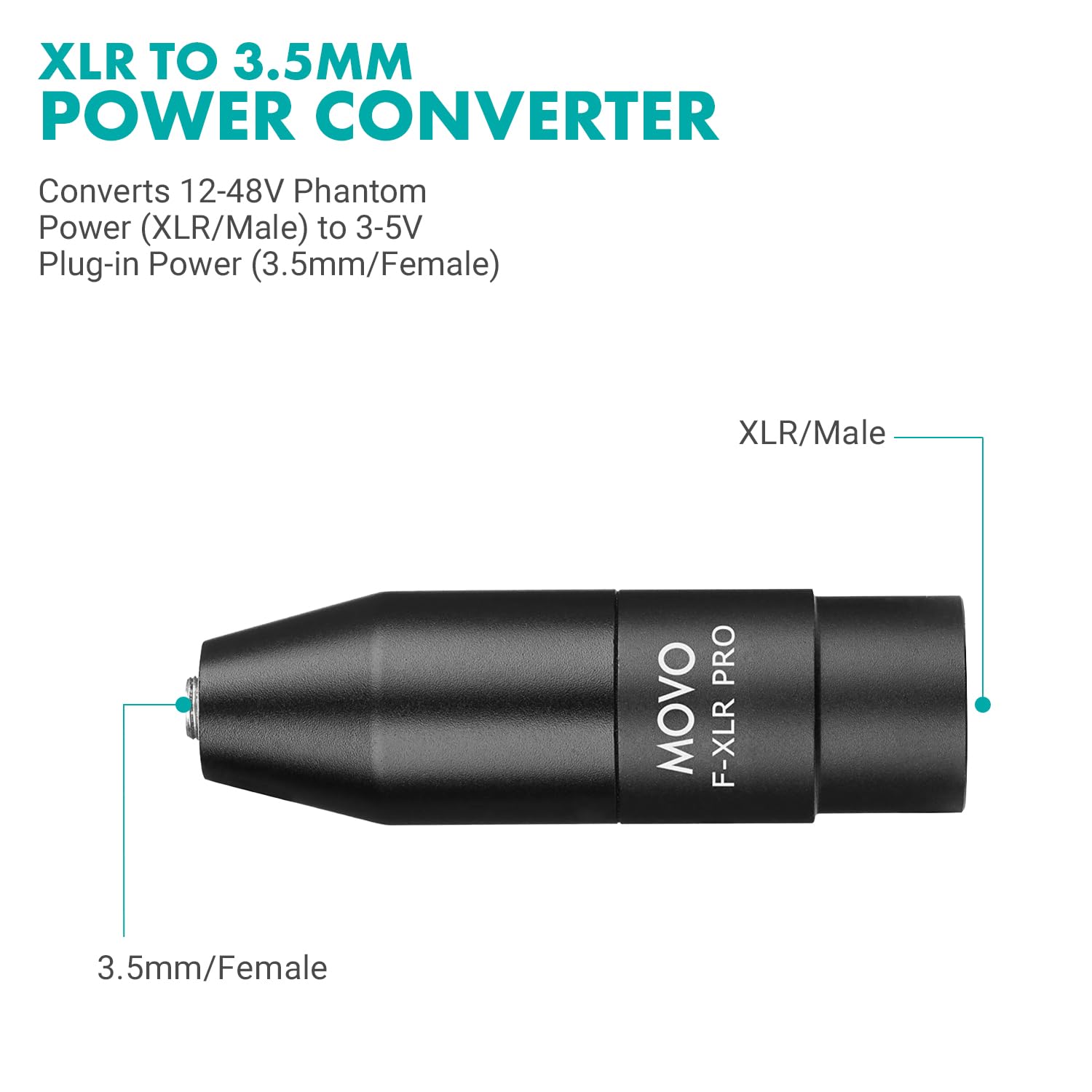 Movo FXLR-PRO 3.5mm (TRS) Mini-Jack Female Microphone Adapter to 3