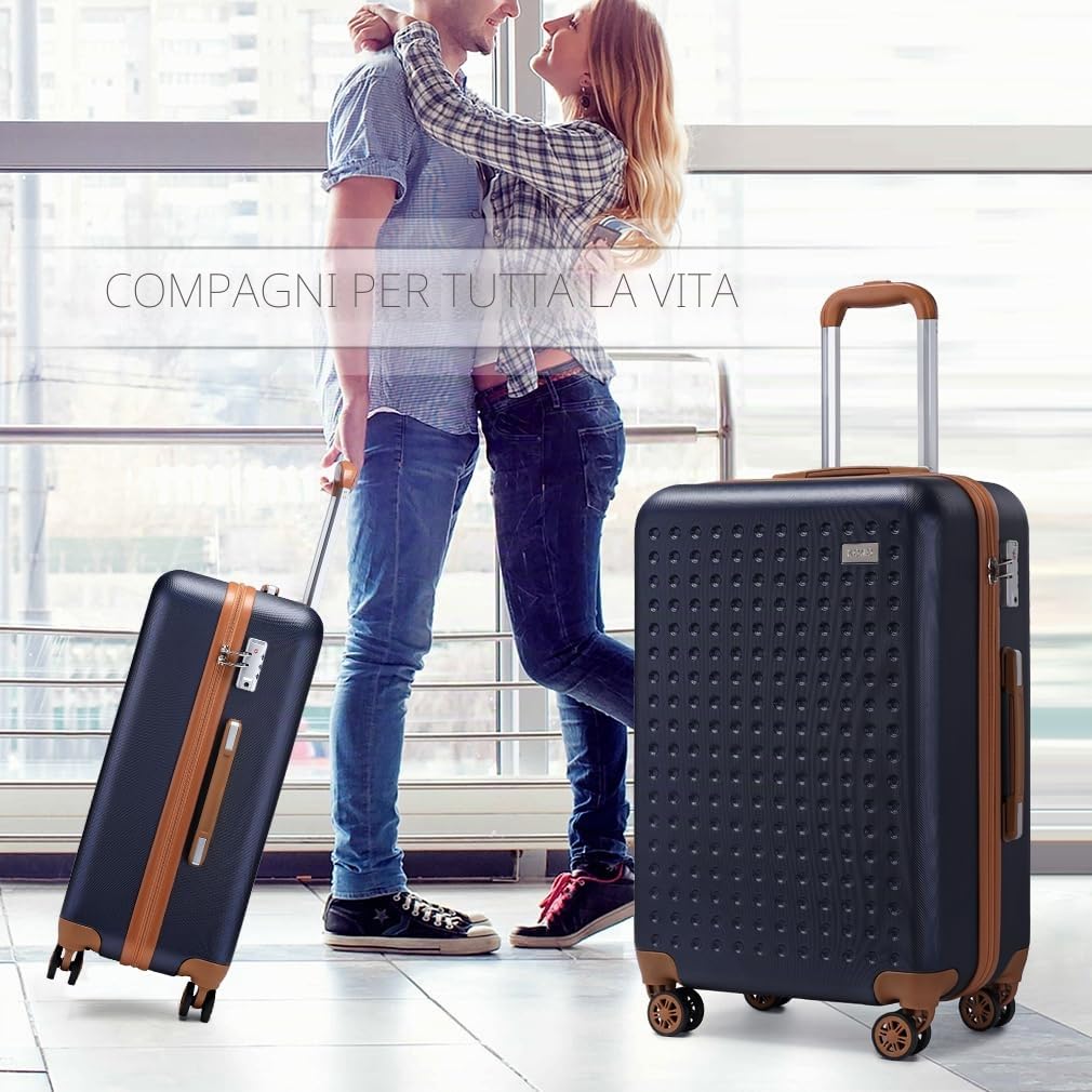 KONO Trolley Grande 76cm Valigia Rigida Grande Leggero con TSA Lucchetto e 4 Ruote Girevoli,Blu