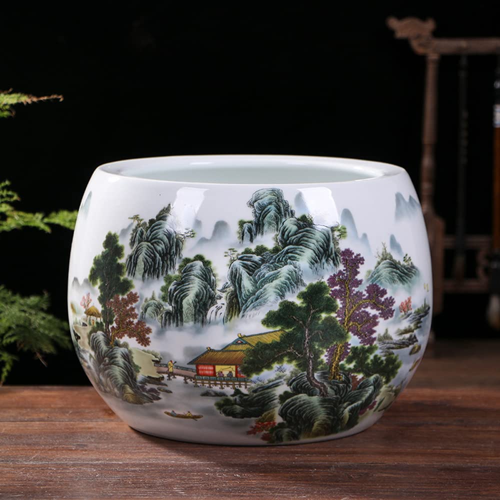 DFGHNBVC Jingdezhen Ceramic Flowerpot For Cactus Succulent Plant Pot Chinese Style Bonsai Pots Flower Pot NO Drainage Hole Container Planter For Home Garden Decor,D