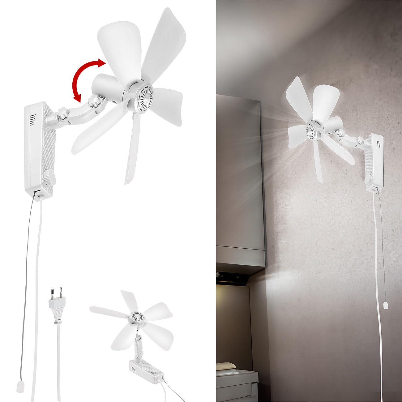Sichler Haushaltsgeräte Wandventilator 2er-Set Oszillation Ø 43cm 20W Neigung einstellbar