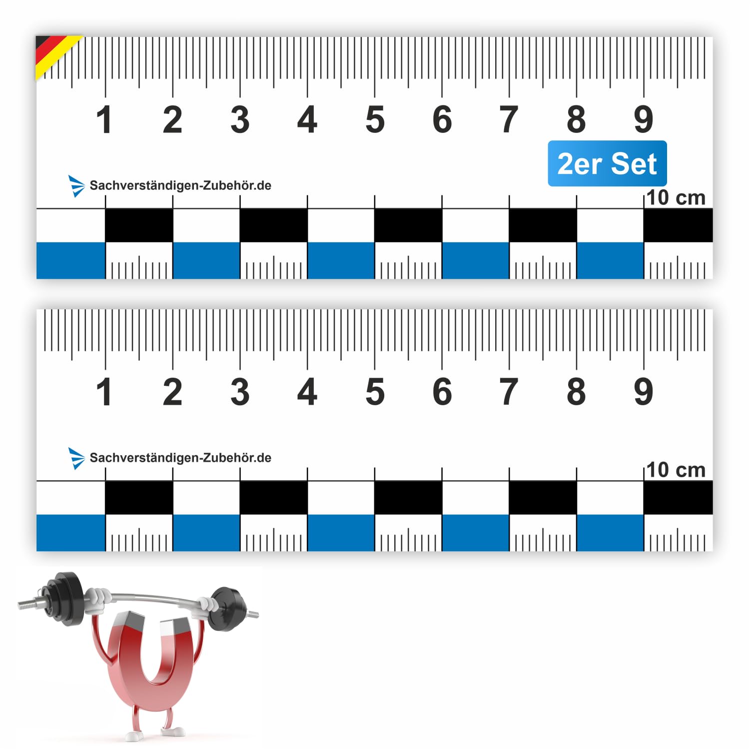 Righelli Magnetici Per Periti Auto - Scale Fotografiche 10-30 Cm, Made In Germany, Per Documentazione Danni