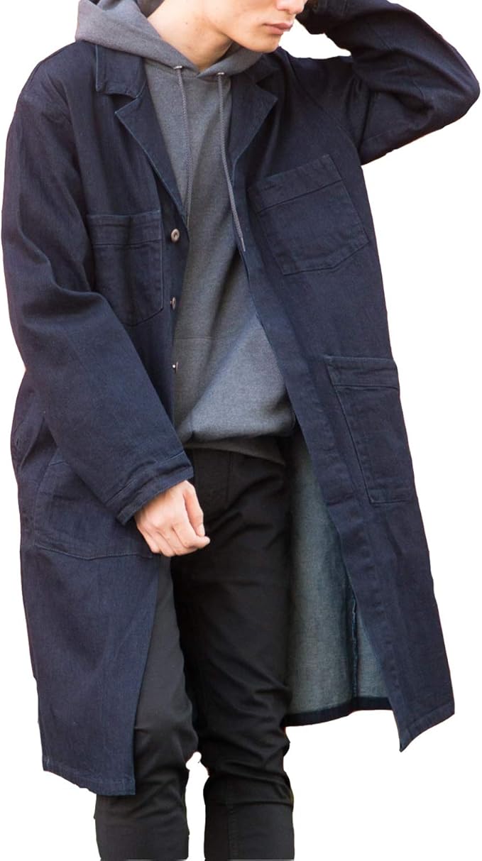 Amazon Grand Global ショップコート デニム ストレッチ メンズ アウター ロングコート 岡山県 日本生地 カジュアル ネイビー 38 コート ジャケット 通販 Amazon Grand Global ショップコート デニム ストレッチ メンズ アウター ロングコート 岡山県 日本生地 カジュアル ネイビー 38 コート ジャケット 通販