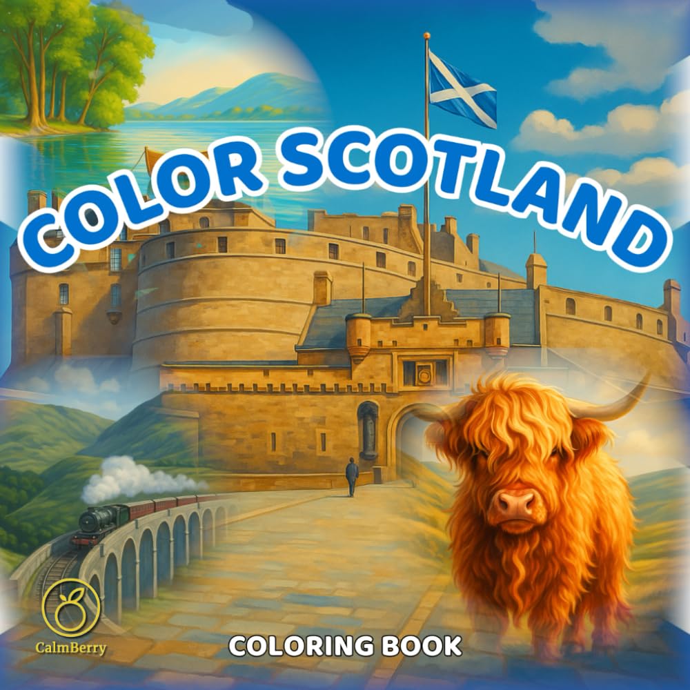 Color Scotland: Mindful Scottish Coloring Book With Intricate Yet Calming Scenes of Heritage, Music, Wildlife and Landscapes, Perfect for Adults and Teens