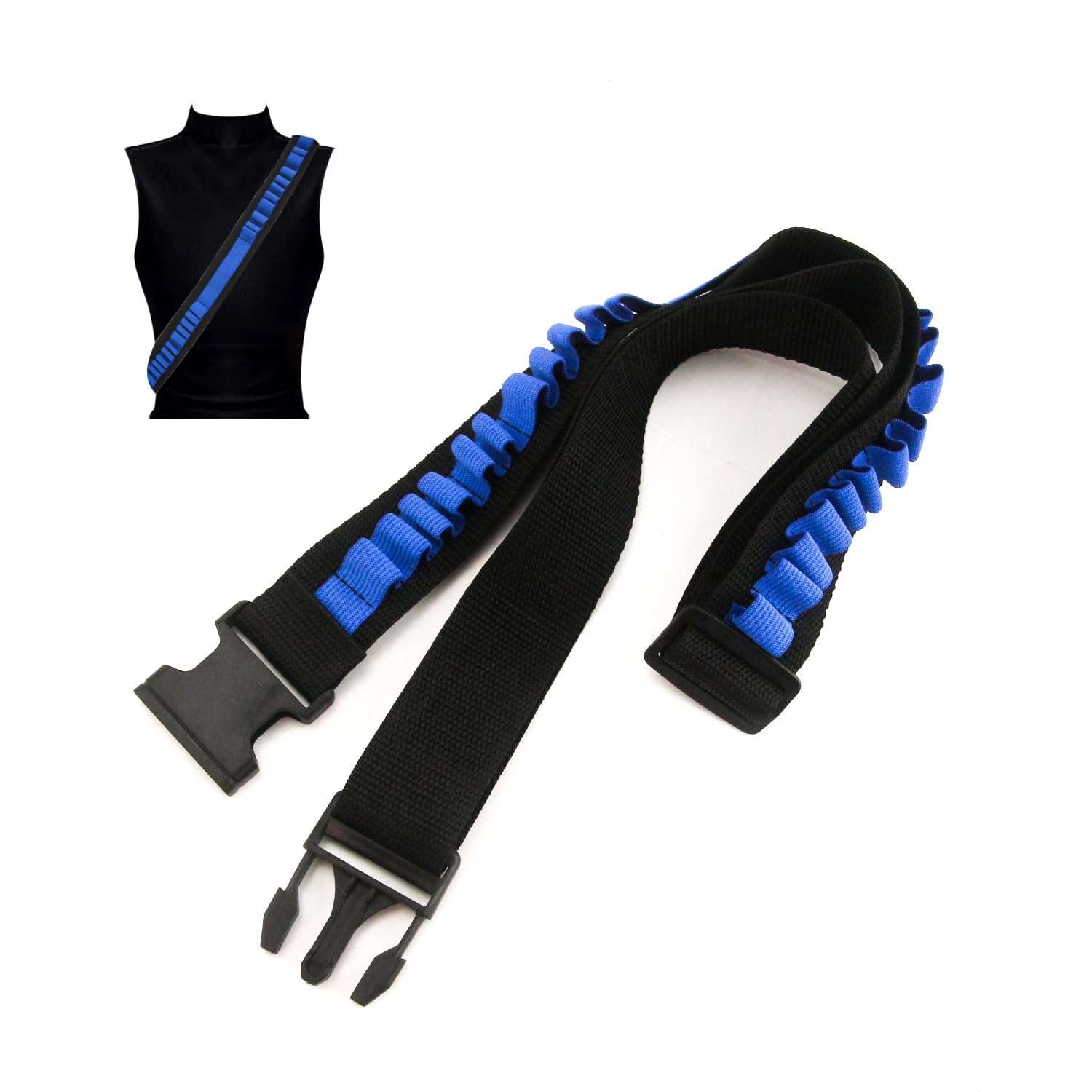 TORMEN Bullet Shoulder Strap Darts Bandolier, Compatible for Nerf N-Strike Elite Series Leather Case Belt Kit-Blue Black