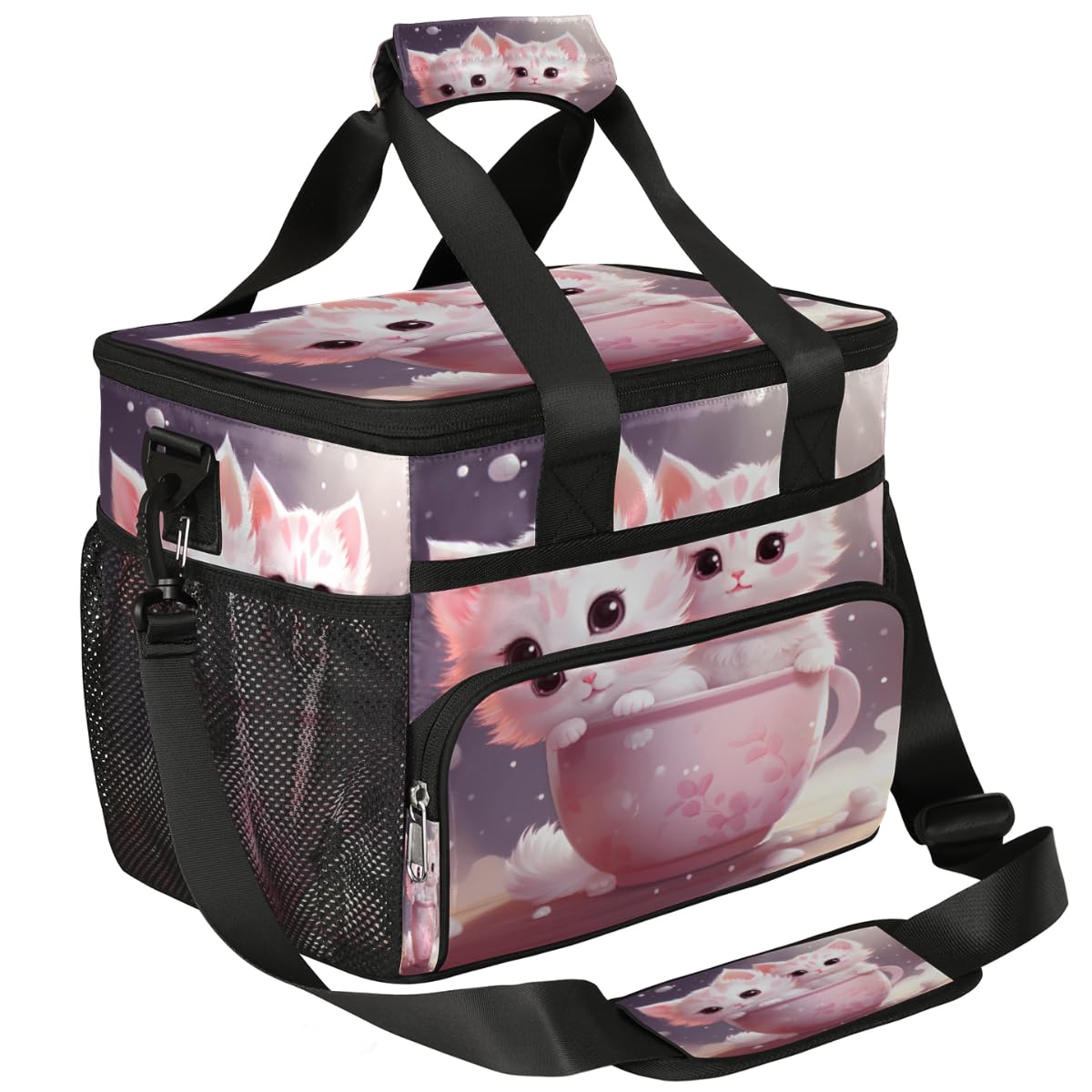 Kitten Insulated Picnic Backpack Lunch Box for Women Men Picnic Basket Tote Lunch Bag Picnic Bag Portable Lunch Bags for Picnic, Beach, Work, Trip,Office, Camp Lovely Cats