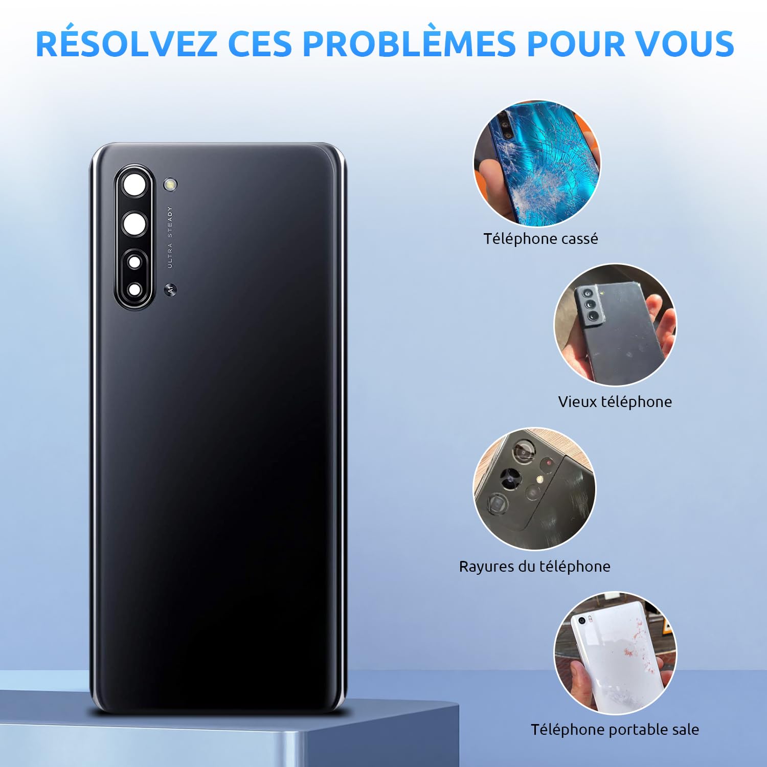 Vitre Arrière (cache Batterie) Pour OPPO Reno8 Lite 5G Noir Cosmique - Neuf Sous Emballage - Remplacement
