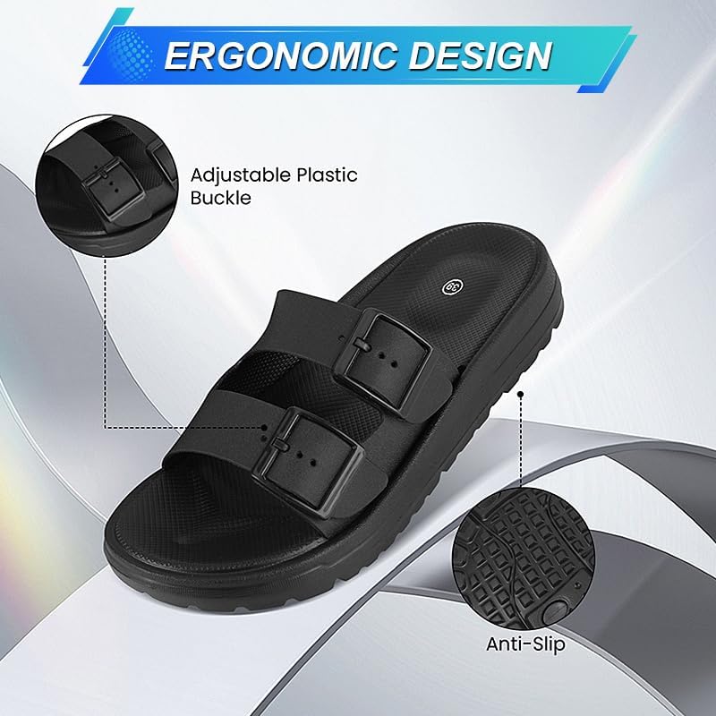 FLWLDM Summer Sandals for Men - Lightweight and Comfortable EVA Walking Sandals, Perfect for Indoor or Outdoor Usage - Sandalias Para Hombres 11.5 Black1