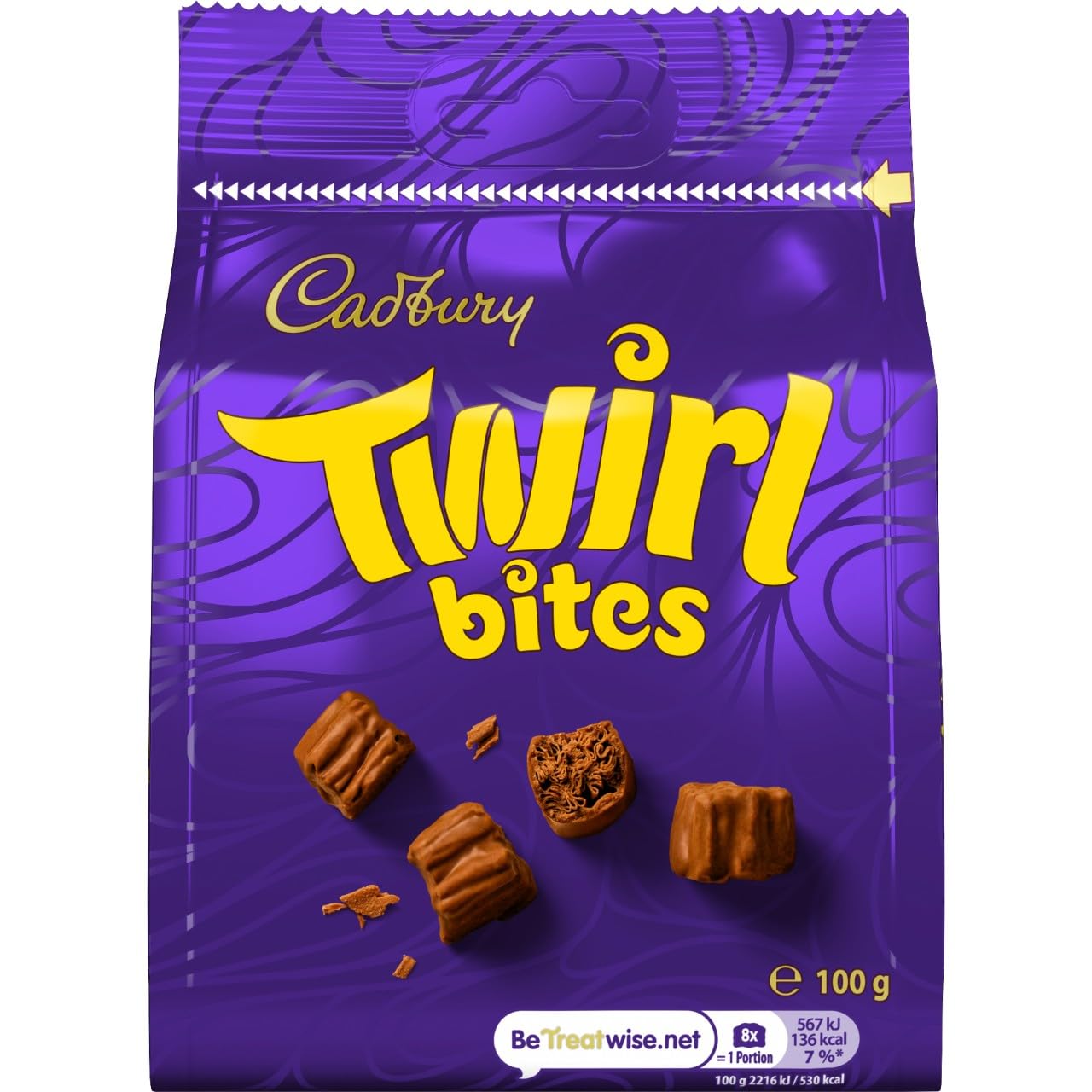 Cadbury Milk Chocolate Twirl Bites, Sharing Bag, Bite Size Treats, 100 g (Pack of 1)