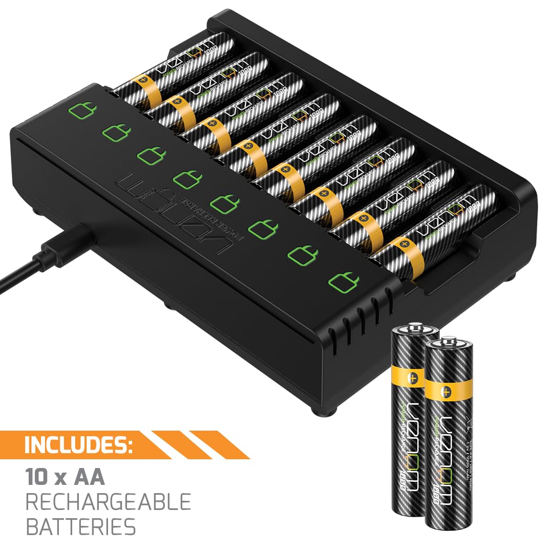 Batterie Ricaricabili Venom Stazione Di Ricarica Intelligente Venom Con Batterie - Include 4 AA E 4 AAA Ricaricabili, 2100 MAh, Garanzia 1 Anno, USB Pompa Irroratrice A Batteria Ausonia - Foto 10