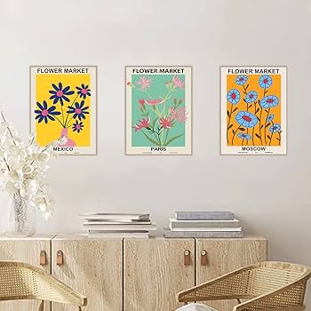 Amazon｜Canssape 6枚セット フラワーマーケットポスタープリント 壁の