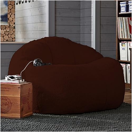 Miniatura 13 de Puf, sin relleno, muebles de sala de estar, grandes, redondos, suaves y esponjosos (solo incluye una funda, no un puf completo), de piel sintética,