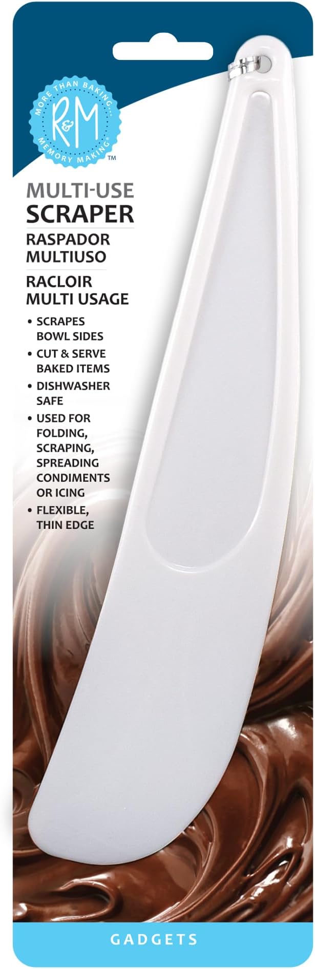 R&M International 4203 Baking Spatula Scraper, 10.75" Long, White