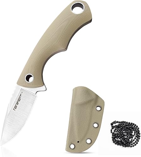 TONIFE Cuchillo para el cuello, mini cuchillo de supervivencia al aire libre, cuchillo EDC de alta dureza, hoja afilada de 1.7 pulgadas, cuchillo de