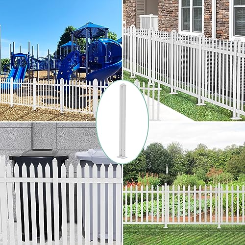 SunnyRoyal Picket Fence Post Kit 36" High for 36" White Straight Picket Fence Vinyl PVC Garden Fence Accessories for Front Yard Outdoor Decrotion - Thumbnail 6