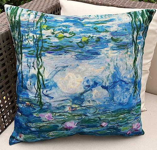 Decopow Water Lily Decorative Throw Pillow Cover,Claude Monet Lily Square 18X18 Inches Cover,Cover Only #TOP3
