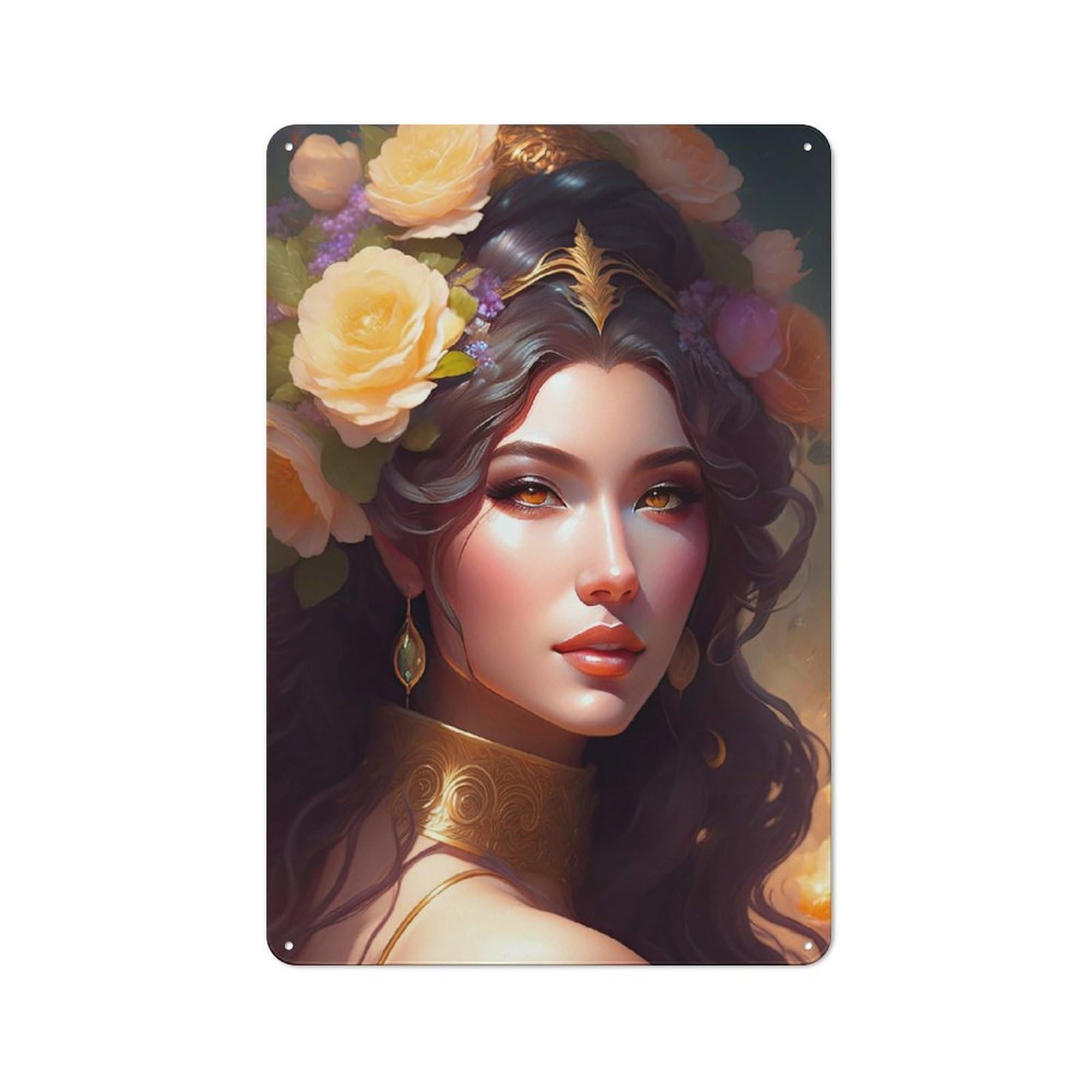 Junmoney Gorgeous Persephone Vintage Tin Sign With Design 30X20cm, Vintage Cafe Wall Decor For Coffee Bar, Kitchen, Bistro Or Tea Corner