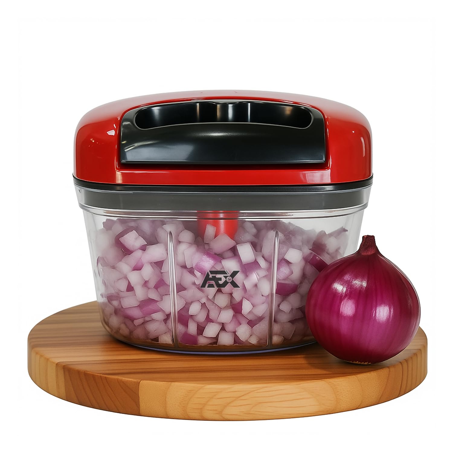 AEX Manual Food Chopper 550ml – Pull Cord Vegetable & Onion Chopper, Hand Food Processor for Garlic, Herbs, Nuts & Salsa, Non-Electric, Easy Clean (Persian Red) — image 1