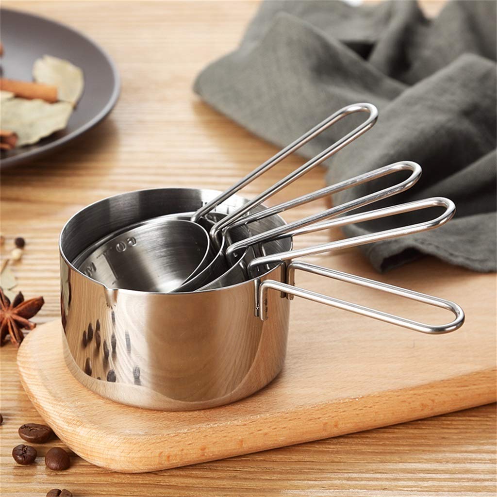 YDBC Tasse À Mesurer, Ensemble De Quatre Pièces Acier Inoxydable Clair Échelle Paroi Intérieure Brossée Facile À Nettoyer Outils De Cuisson