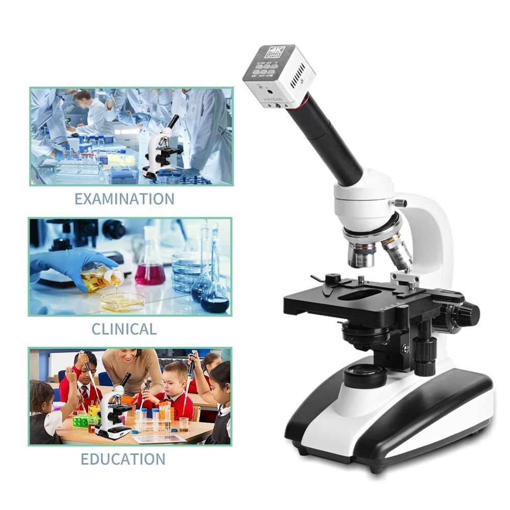 Microscopio, Microscopio biologico professionale 40X-1000X for studenti, laboratorio scientifico educativo, Microscopi monoculari con fotocamera USB da 41 MP,Prodotti scientifici e da laboratorio