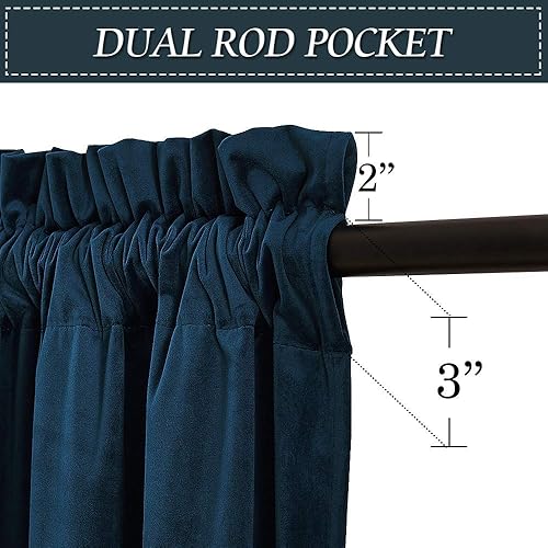 Miniatura 110 de RYB HOME Cortinas de terciopelo súper lujosas con diseño de bolsillo para barra, cortinas de privacidad con aislamiento térmico para oscurecer