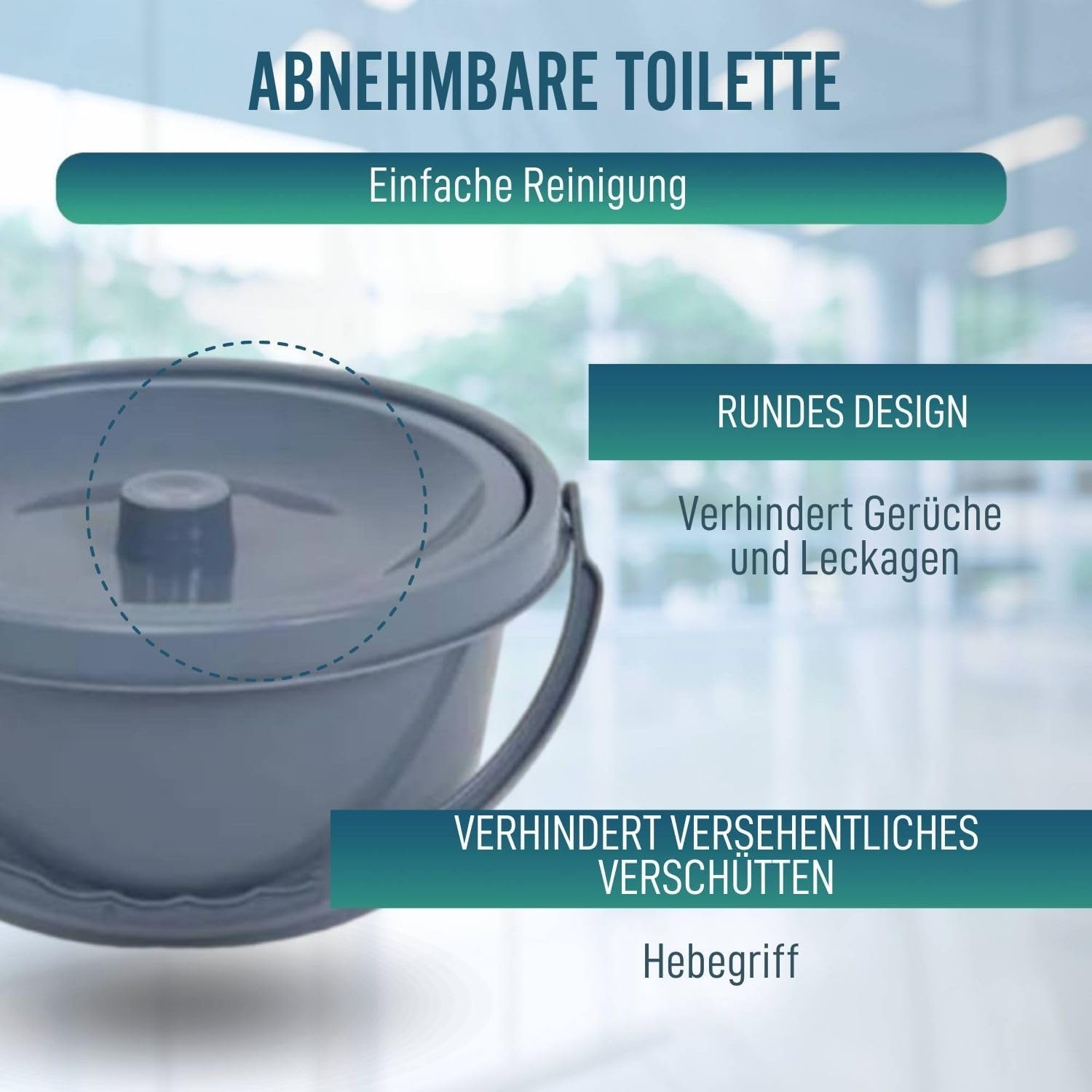 OrtoPrime WC-Duschstuhl mit Rädern und klappbaren Füßen — 3-in-1 — Stuhl mit eingebauter Toilette — tragbarer Toilettenstuhl für ältere Menschen — Duschrollstuhl — Geriatrischer Badezimmerstuhl