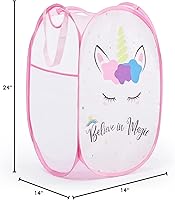 Vista 9 de TECHMILLY Cesta de Ropa Sucia de Malla Emergente Plegable con Asas Resistentes y Bolsillo Lateral - Cestas de Ropa Plegables Portátiles