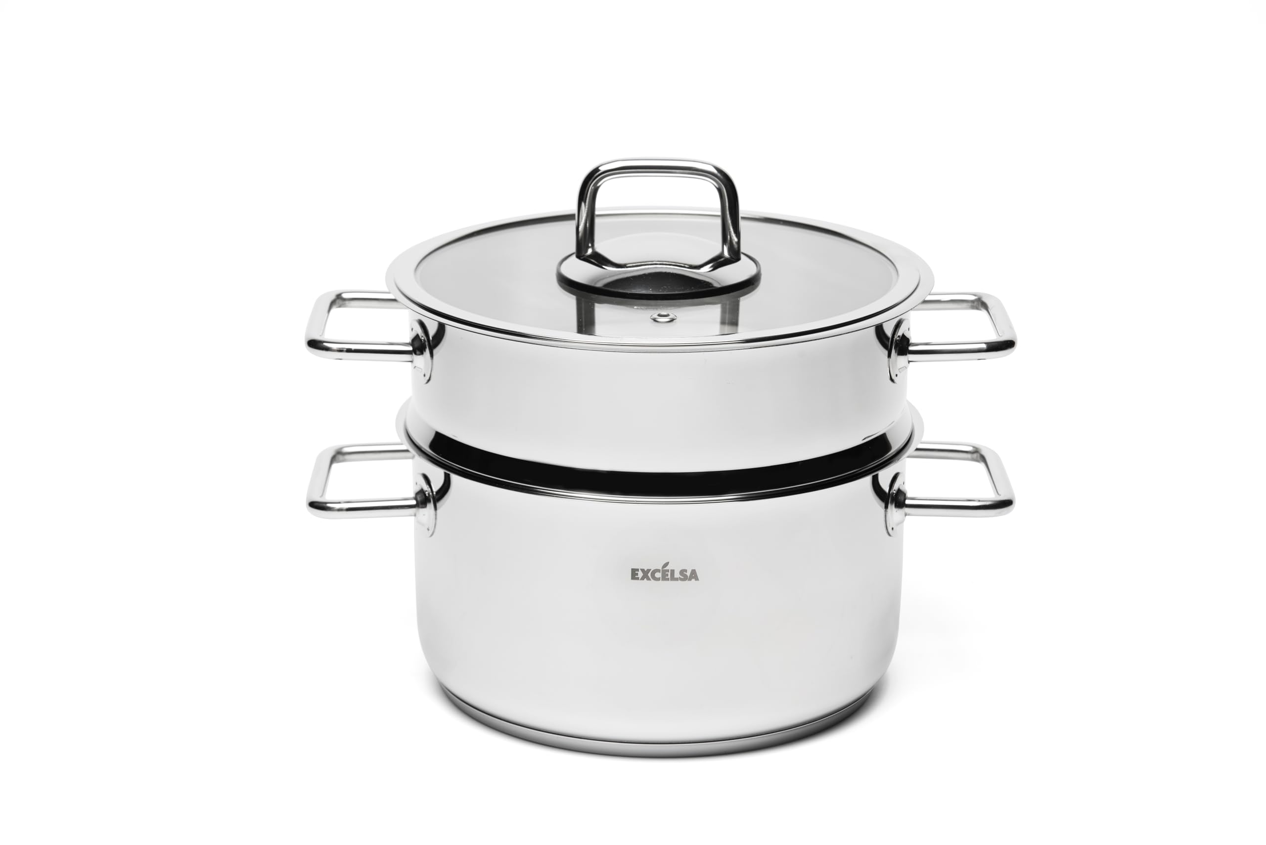 Excelsa Le Grand Chef zestaw garnków ze stali nierdzewnej 18/10, 10 sztuk, z zapiekankami, garnkiem, parownicą i pokrywkami