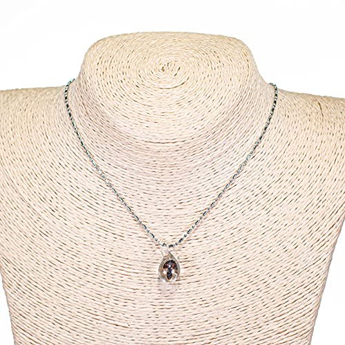 BlueRica Glass Teardrop Pendant with Mushroom on Stainless Steel Chain Necklace2