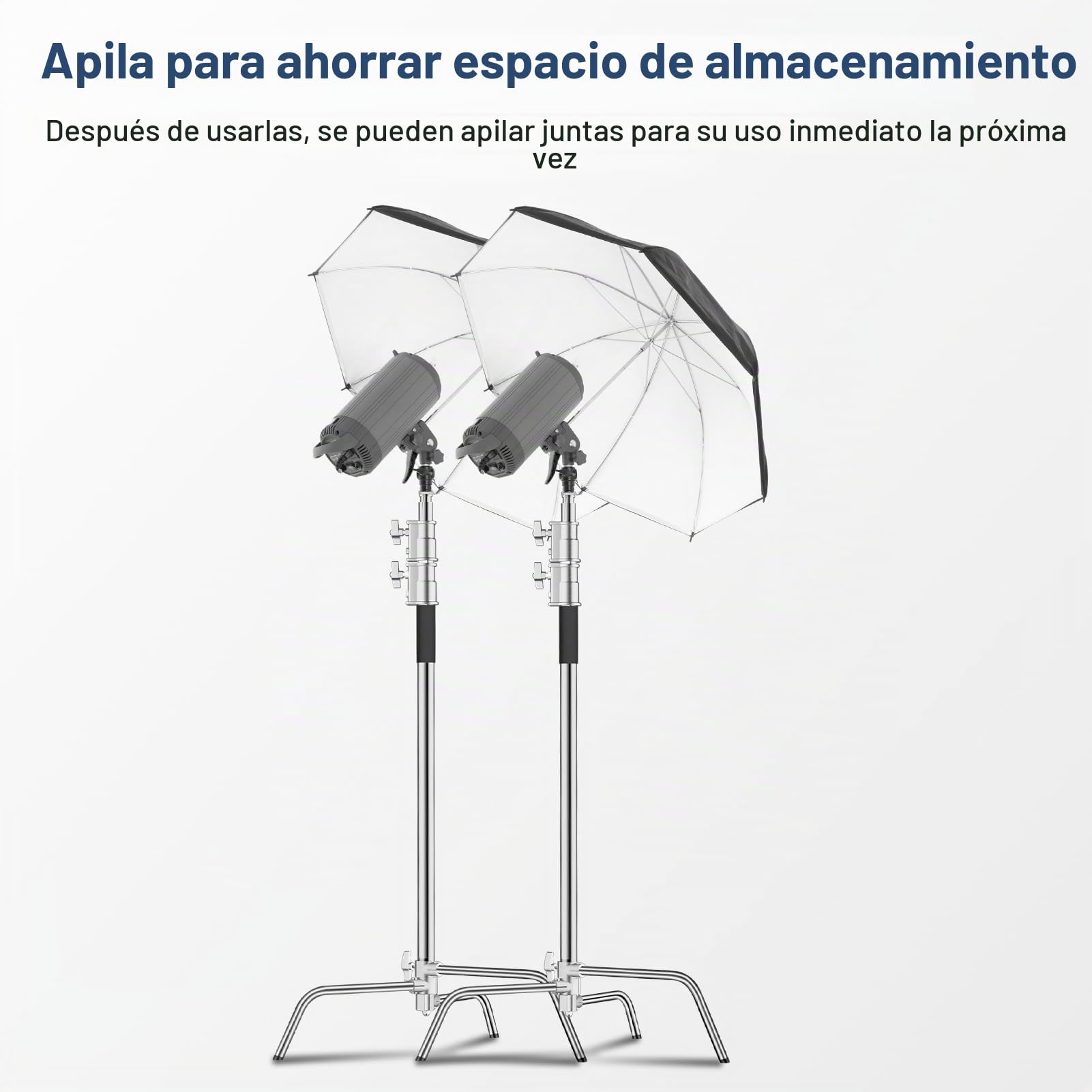 EMART C Stand Extensible con Brazo Jirafa de 128cm, 300cm Soporte de Iluminación de Acero Inoxidable Ajustable para Reflector, Softbox, Monolight, Paraguas