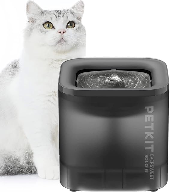 Petkit Cybertail Fontanna do Picia dla Kota, Dozownik Wody dla Psów, 1,85L, Inteligentne Światło Led, 25db Niezwykle Cichy, Bezprzewodowy Dozownik Wody Fontanna do Picia dla Kotów Psów, Szary