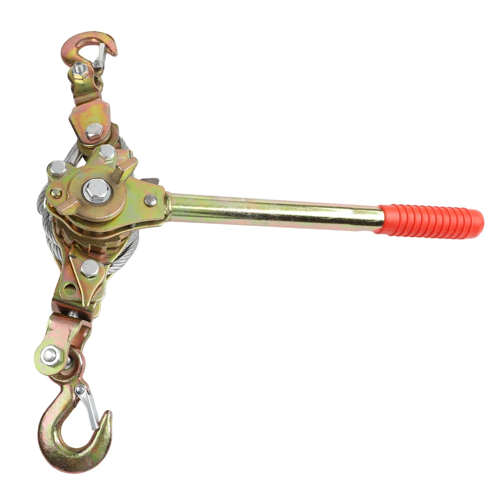 Tensor de cable con mecanismo de trinquete de acero al carbono, carga de carga 1T/2T, doble gancho para cables de acero y cadenas, herramienta de sujeción robusta para construcción y