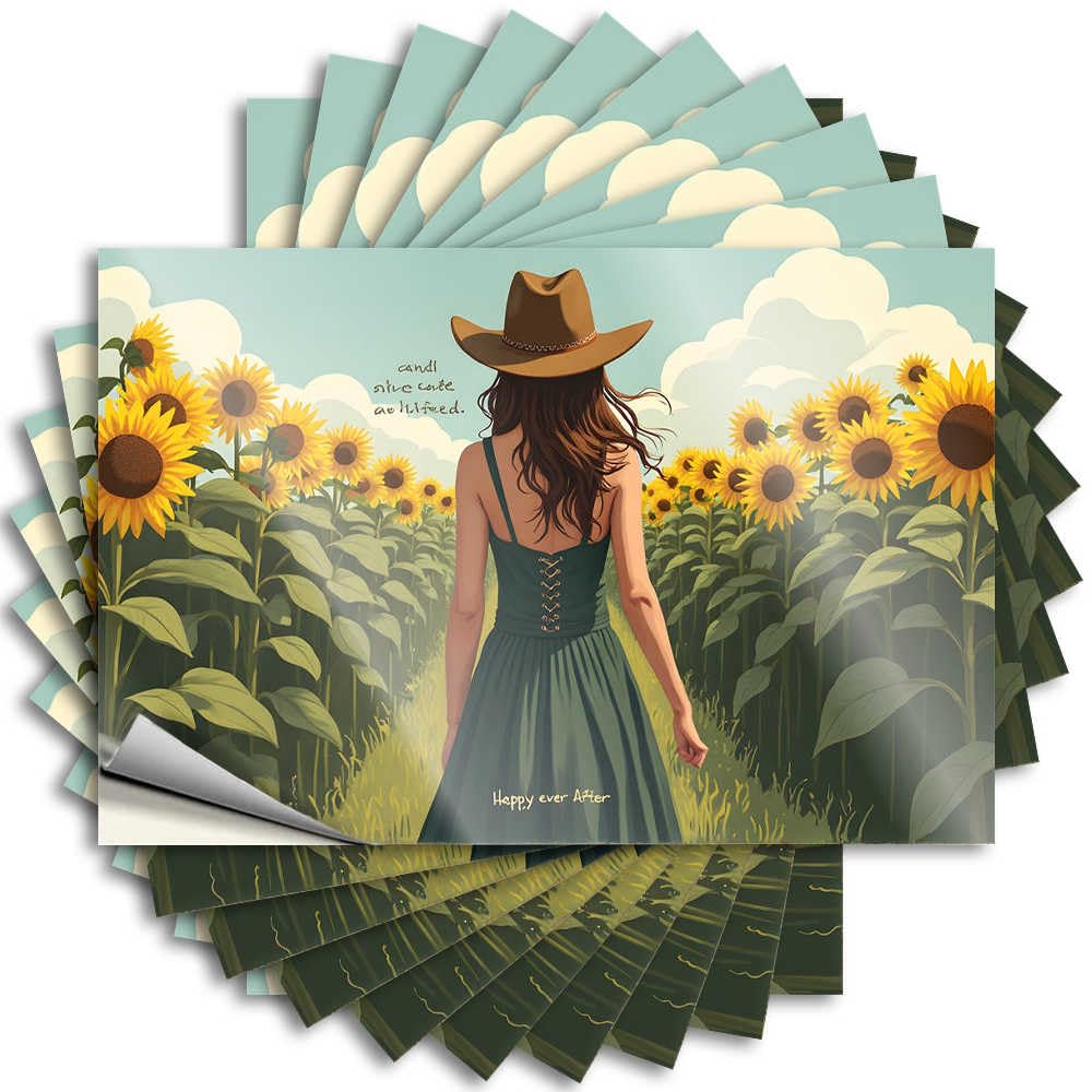 Fzfn Men's Colour Summer, Quote Helmet Sunflower Fields: A Journey To Happiness | Football Funky Room Decor(6X9cm)