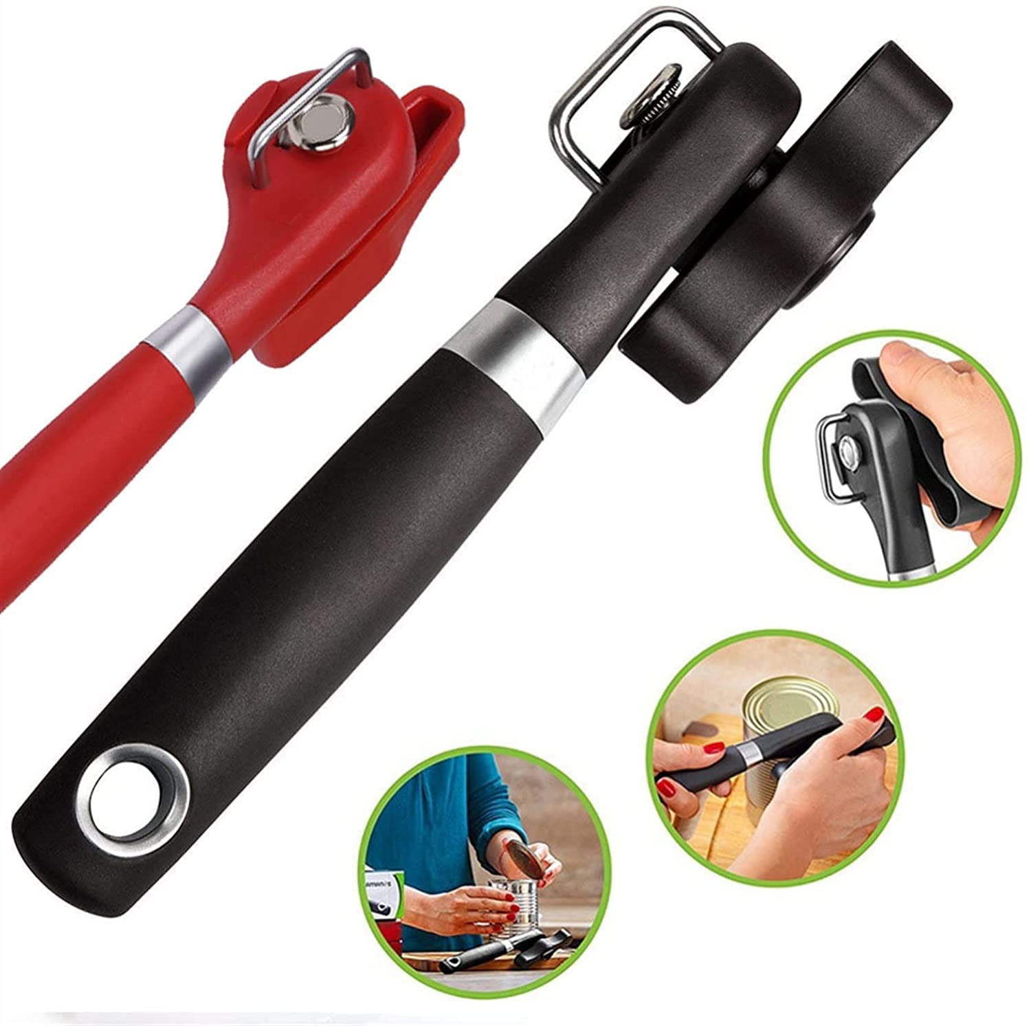 Dosenöffner Dosenöffner Manueller Dosenöffner Edelstahl Dosenöffner Sicherheit Handbetätigtes Küchenwerkzeug Seitenschnitt Easy Grip Dosenöffner (Color : K1 Black) (K1 Black)