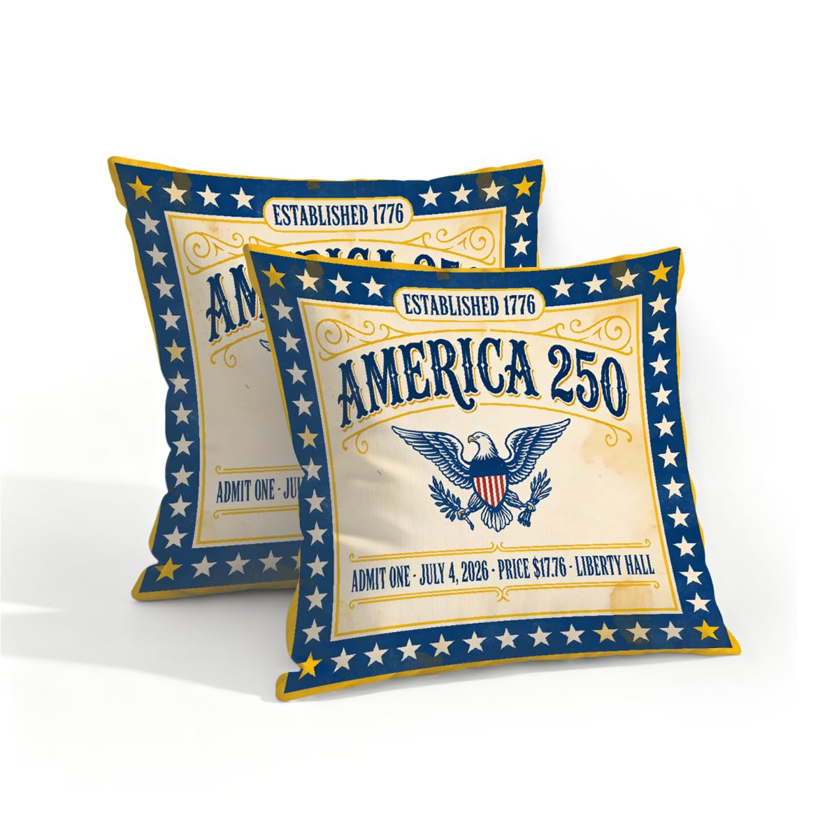 Outdoor Pillow Covers Waterproof Pillowcases 16x16in Set of 2 American Independence Day Stars 250th Decorative Throw Cushion Case for Couch Sofa Garden Patio Furniture