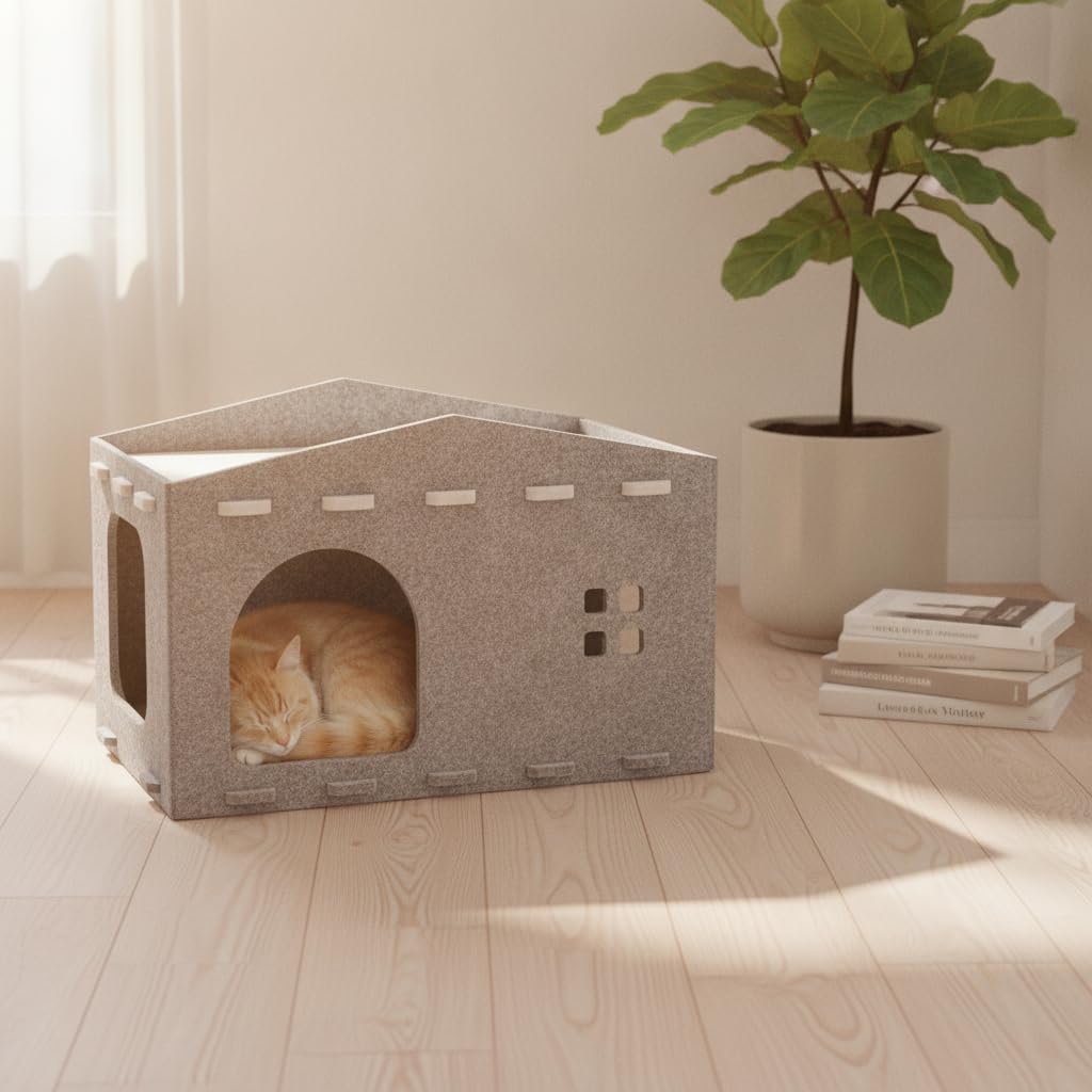 Maison pour Chat en Feutre, Tunnel | Conception modulaire, Meuble chat polyvalent, Pour le repos quotidien, Pour les passionnés