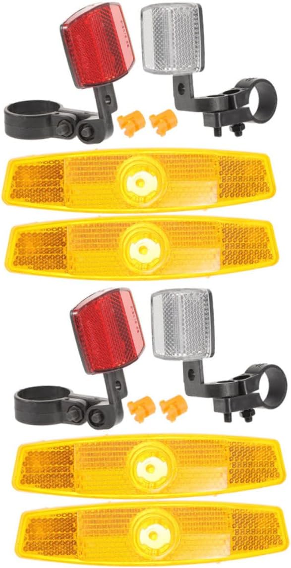 2 Sets Bicycle Front Rear Reflectors Kit High Visibility Warning Lights for Night Cycling Plastic Reflectors Compatible with Mountain and Road Bikes