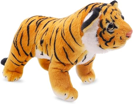 Simulation Tiger Plush Toy Realistic Stuffed Animals Tiger Standing Tigers Stuffed Animal Doll Christmas Plushie Tigers Birthday Gift for Adults FriendsBrown,26cm