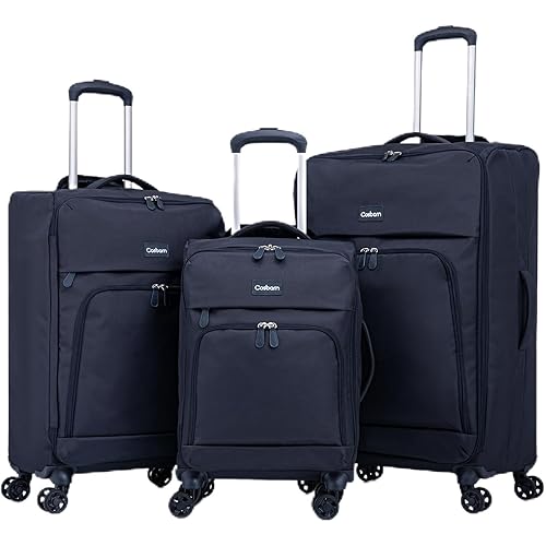 3 Piece Softside Luggage Sets – Lightweight Durable Suitcase with 360° Silent Spinner Wheels & Retractable Handle, Softshell Carry On for Business/Family Travel (20in/24in/28in)