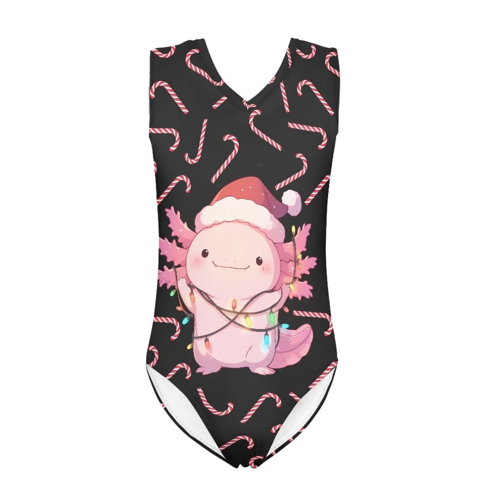 QWEFVB Gymnastics Leotards for Little Girls Tank Bodysuit Ballet Dancewear Sleeveless Athletic Dance Unitard,Christmas Axolotl