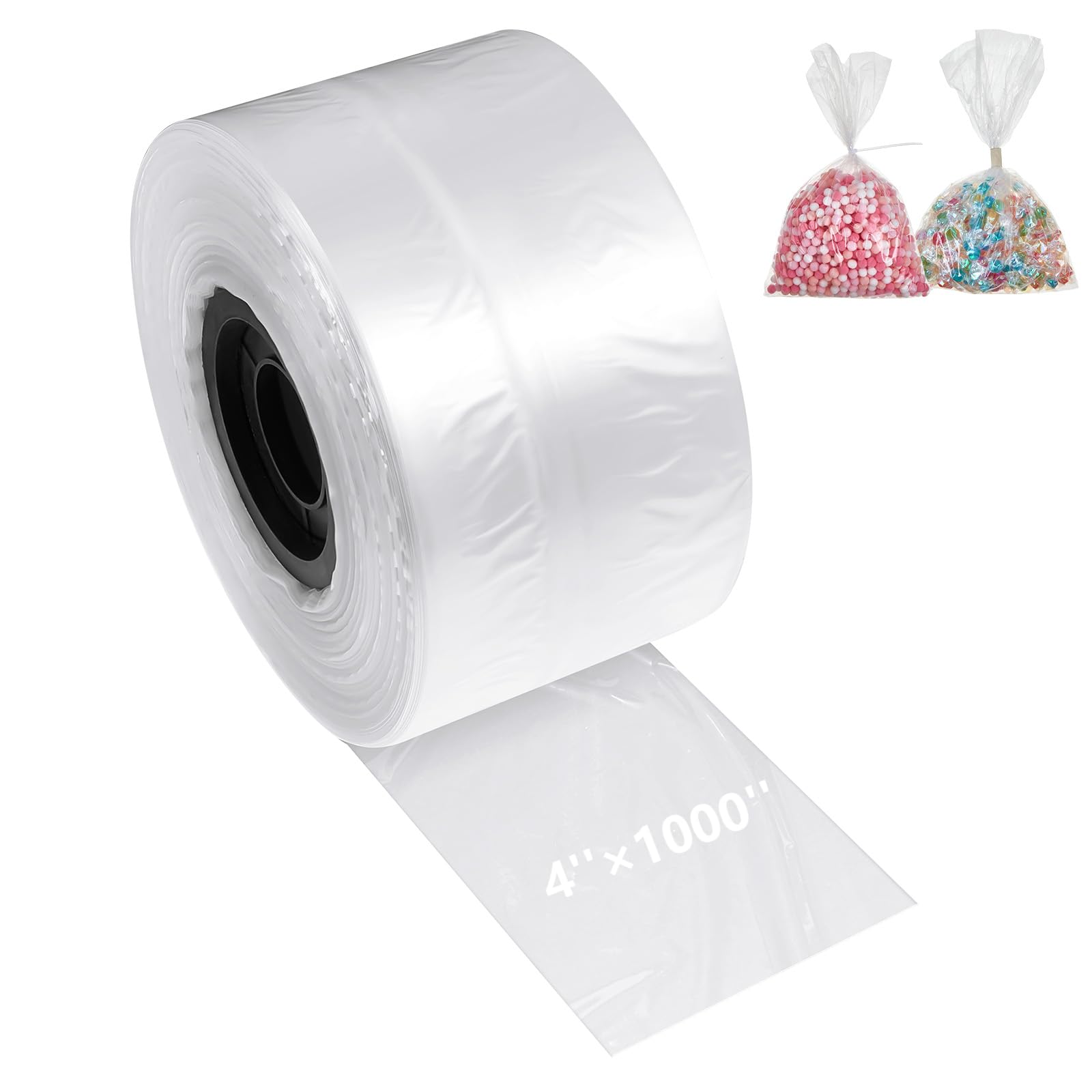 Poly Tubing Roll 2 Mil Thickness Clear LDPE Poly Tube Bags Flat Poly Tubing Candy Lei Tubing Roll 4'' Wide x 1000ft Long for Packaging Storage Moving Supplies