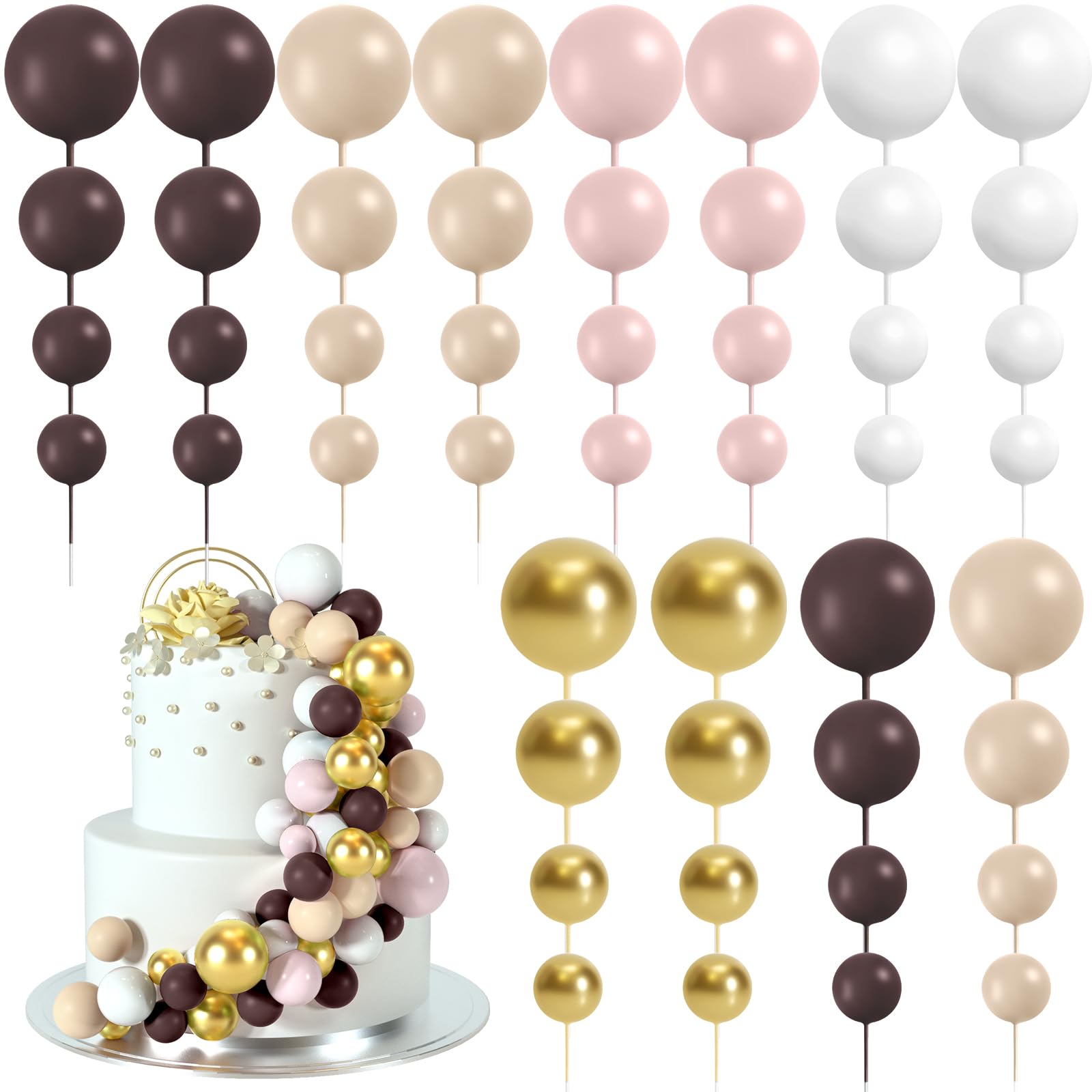 Snapklik.com : BOUBONI 48 Pcs Balls Cake Topper Decorations Balloon ...