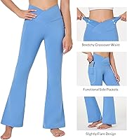 Vista 3 de BALEAF Leggings acampanados para niñas, cintura alta, corte de bota, pantalones de yoga y danza, leggings con bolsillos