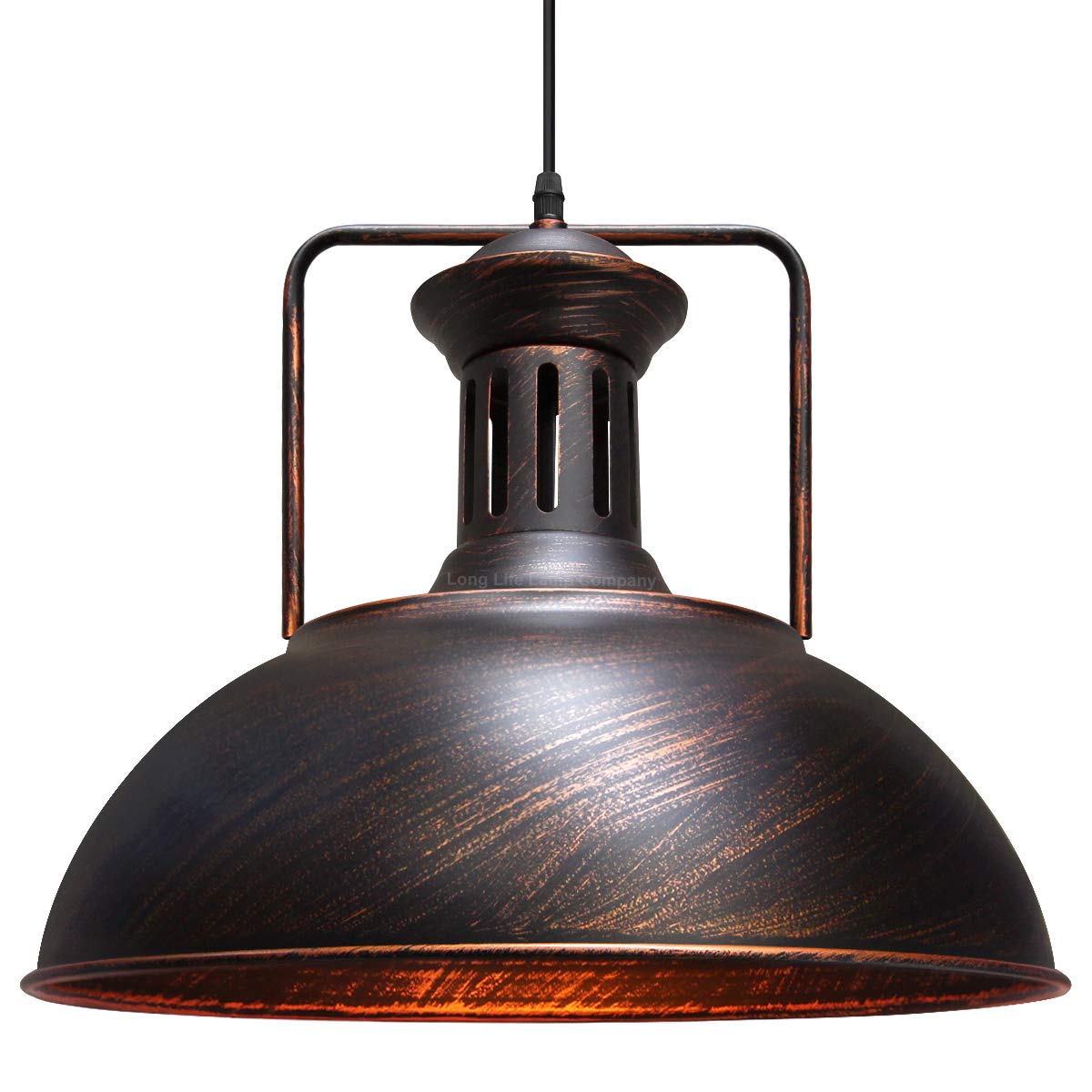 Long Life Lamp Company Brass Steampunk Industrial Pendant Light Rustic 2 Tone Antique Ceiling Lampshade Dome Metal Edison Classic M0131