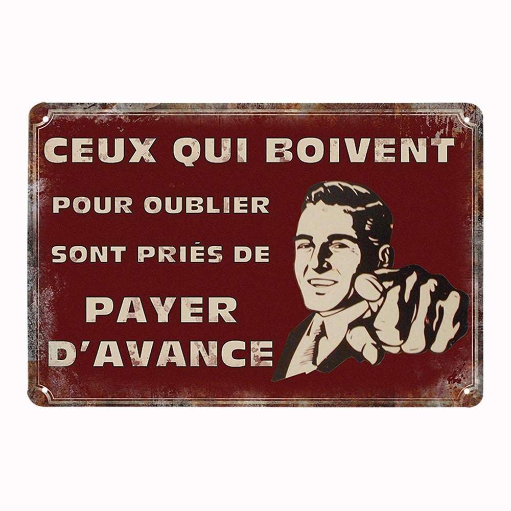 Cuisine French - Placa de metal retro vintage (4 unidades)