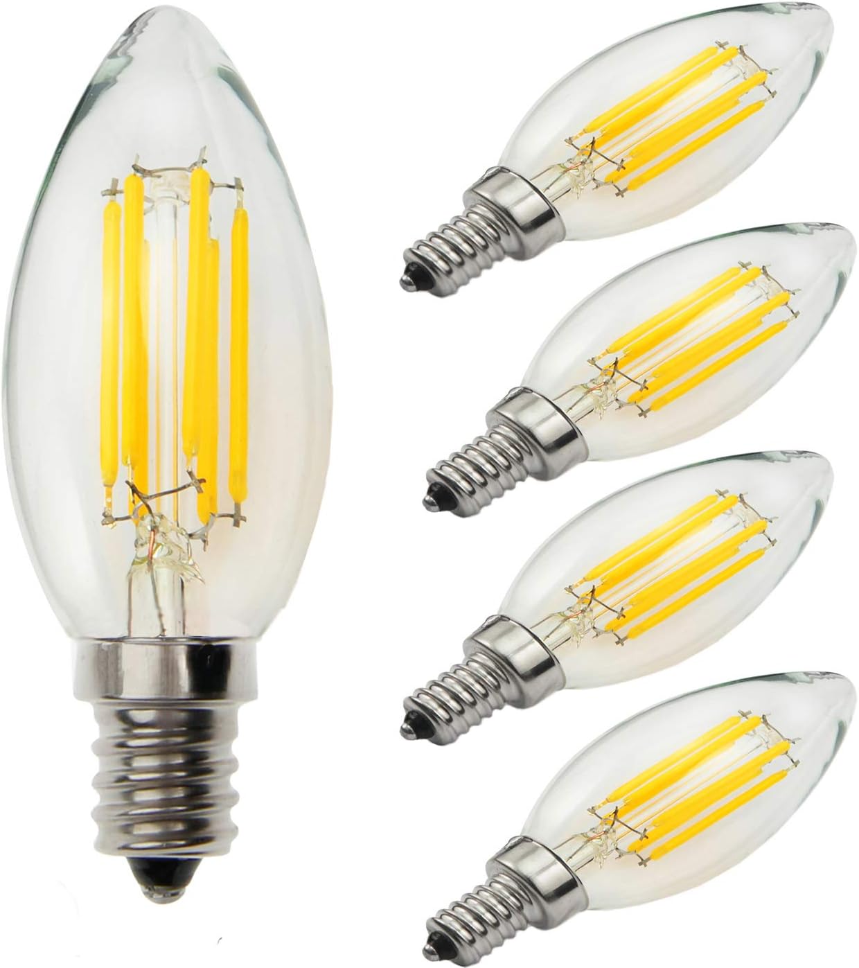 Yiun C35 E14 LED Candle Bulbs 6W, 60W Incandescent Bulbs Equivalent, 4000K, Dimmable, 600Lm,Small Edison Screw Candle Light Bulbs, Pack of 5 [Energy Class A+]