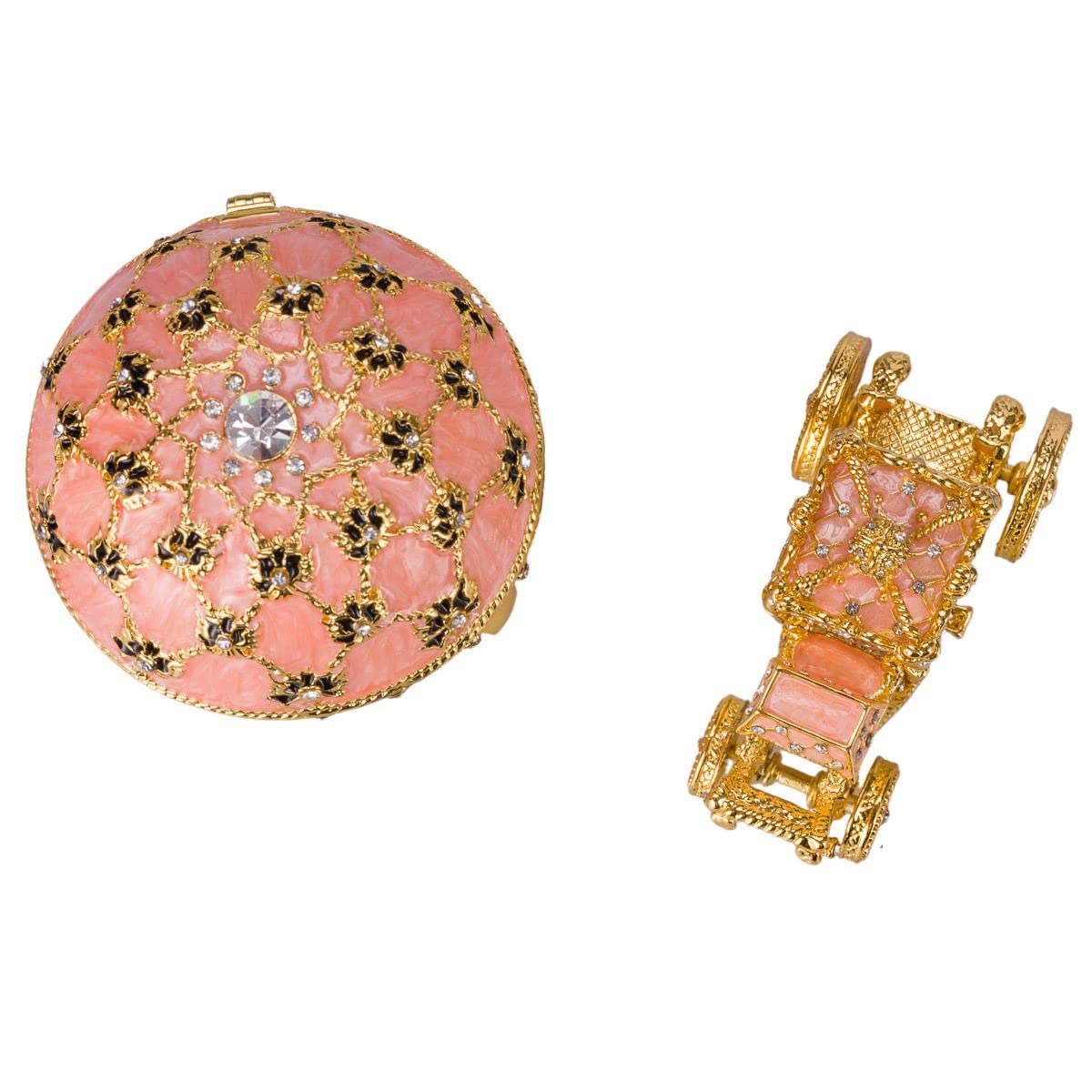 美品】インペリアル・エッグ風 ジュエリーボックス レッドと馬車