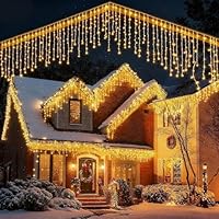 Guirlande Lumineuse, 10m 400LED Rideau Lumineux Noel avec 8 Modes, Fonction de Minuterie, IP44 Étanche. Rideau Lumineu pour Balcons, Toits, Corniches, Murs, Arbres ou Vitrines. Decoration Noel.