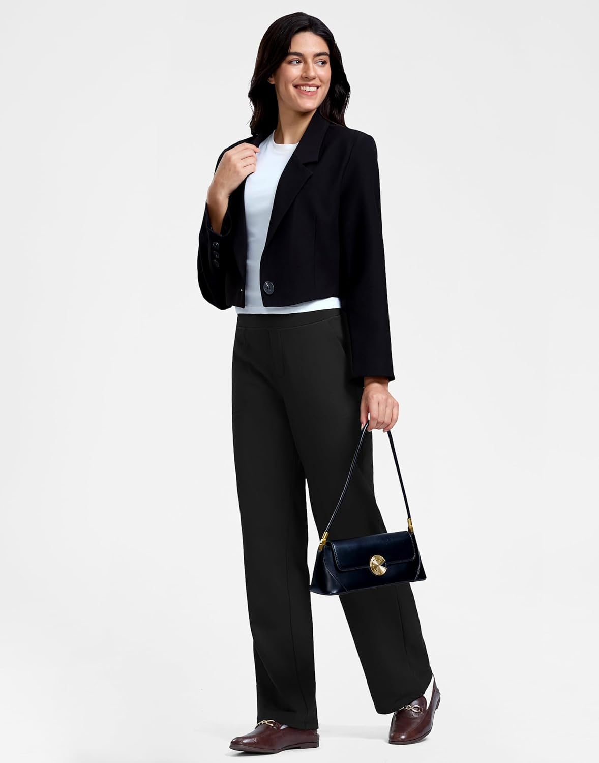 Soothfeel Fleece Lined Pants Women 29"/31"/33" High Waisted Wide Leg Sweatpants with Pocket Winter Warm Work Yoga Dress Pants - Image 7